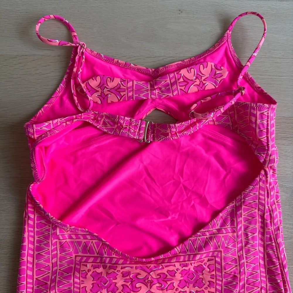 Vineyard‎ Vines Kids Neon Pink Tie Front One-Piece Swimsuit Size XL (16)